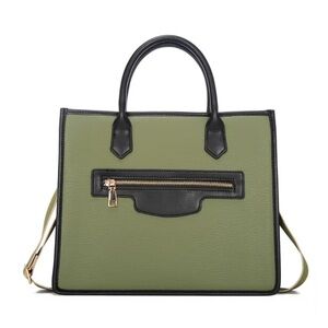 La Terre Fashion handbag, Olive Green, Black, Gold